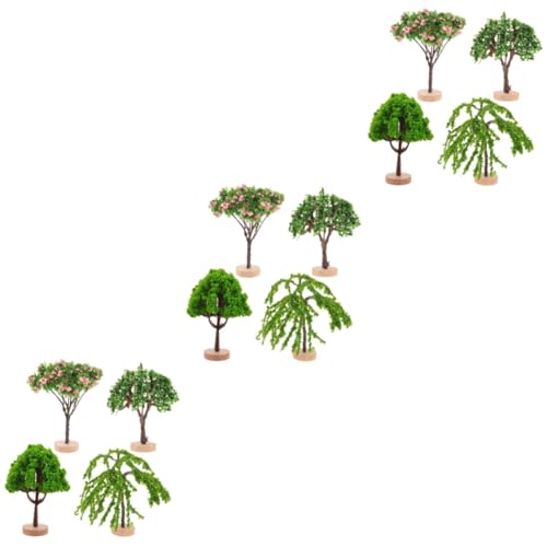 Lurrose 12 STK Simulierter Minibaum Grünes Dekor Miniaturspielzeug Grüne Landschaft Landschaftsmodell Mini-landschaftsmodell Mini-baummodell Künstlicher Baum Klein Ob11 Plastik Baumschmuck von Lurrose