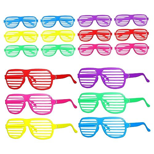 Lurrose 18 Stk Lustige Brillen Neon-shutter-brille 90er-jahre-accessoires Cosplay-brille Hawaiianische Partybrille Halloween-alien-kostüm Neonbrille Schatten Kleine Geschenk Plastik Rahmen von Lurrose