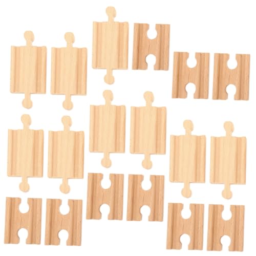 Lurrose 18 Stück Hölzerne Zugspurzubehör Zug verfolgen Eisenbahngleis passt Zugstrecke Zubehör Set Zugstrecke Bausteine Set Ersatzteile für Bahngleise hölzerne Eisenbahnstrecke von Lurrose