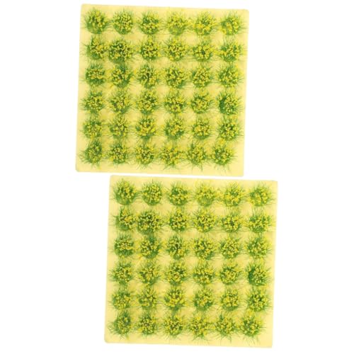 Lurrose 2 Blätter Graskorn Schreibtischaufsatz Statisches Landschaftsmodell-dekor Kunstrasen Buschig Süße Reize Blumengrasbüschel Miniatur-Wargaming-Terrain Modellieren Substrat Plastik von Lurrose