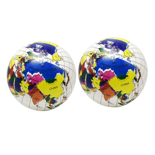 Lurrose 2 Stück -Wasserball Strandball Geografie Lernspielzeug Strandspielzeug Geographie Poolball für Schwimmbad weltförmiger aufblasbarer Ball PVC von Lurrose