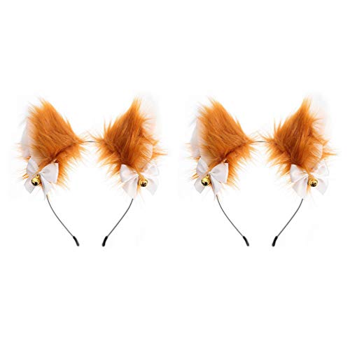 Lurrose 2 x Tier-Haarreif mit Fuchsohren und Glöckchen aus Kunstfell, Tierohren, Haarreifen, Katze, Hund, Fuchs, Cosplay, Kostüm, Schokolade für Halloween, Cosplay, Kostüm, Requisite Lurrose 2 x Tier-Haarreif mit Fuchsohren und Glöckchen aus Kunstfell, Tierohren, Haarreifen, Katze, Hund, Fuchs, Cosplay, Kostüm, Schokolade für Halloween, Cosplay, Kostüm, Requisite von Lurrose