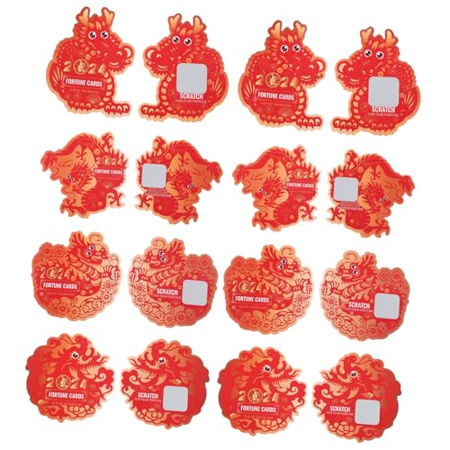 Lurrose 64 Stück Ziehungskarten Runde Tombola-Tickets Mondneujahr Glückskarte Drachenjahr Rubbelkarte Geschenk China Chinesischer Stil Aufkleber Rubbeldekorationskarte von Lurrose