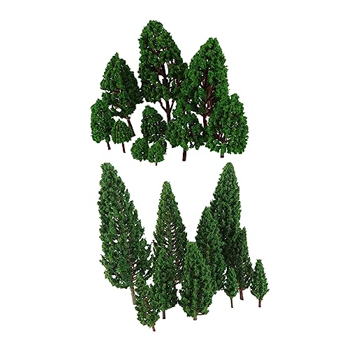 Lurrose 22 Stücke Grüne Mini Bäume Set Modell Bäume für Scenic Landschaft Modell Bäume von Lurrose