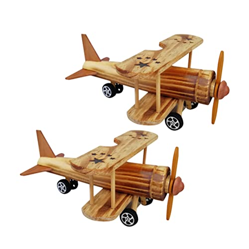 Lurrose 2st Dekoration Aus Holz Flugzeugverzierung Aus Holz 3D-Flugzeug-Puzzle Schreibtischaufsatz Flugzeug Aus Holz Flugzeug-dekor Modelle Hölzern Bambus Spielzeug Kind von Lurrose