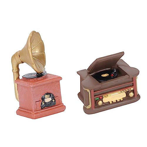 Lurrose 2St Vintage-Ornamente Puppenhaus-Phonograph-Statue Zubehör für Miniatur-Feengärten tortendeko Einschulung Kamera Zubehör Phonographen-Modell Mini-Phonograph-Modell-Dekor von Lurrose