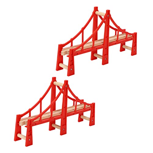 Lurrose 2St Spur Zug Holzgleis hölzerner Zug Kinderspielzeug Modelle Spielzeuge Spielzeugbrücken aus Holz Zubehör für den Bahnausbau Puzzle Zugbrücke Geburtstagsgeschenk Hängebrücke von Lurrose