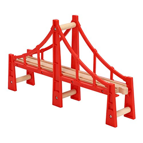 Lurrose 2st Spur Kinderspielzeug Gleise Eisenbahnbrücke Eisenbahnschienen Spielzeug Gleisbrücke Erhöhte Holzbrücke Puzzle Hölzern Überführung von Lurrose