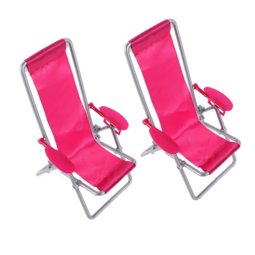 Lurrose 2stücke Miniatur-klappstuhl-Ornament Rosafarbener Strandstuhl Für Puppenhäuser Bastelarbeiten Und Heimdekoration Platzsparendes Mini-möbel Für Kleine Räume von Lurrose