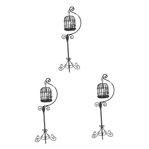 Lurrose 3 STK Miniatur-vogelkäfig Aus Metall Puppenhaus-Miniatur-Dekoration Miniatur-puppenhaus-vogelkäfig Modell Vogelkäfig Mikrolandschaftsdekoration Feengartenfiguren Halterung Jahrgang von Lurrose