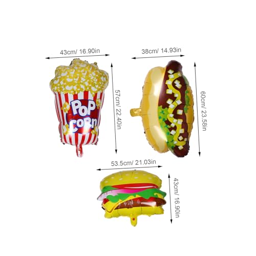 Lurrose 3 Stück Teiliges Popcorn Themen Folienballon mit Hot Dog und Hamburger Schnelles Aufblasen Widerstandsfähig Vielseitig für Kindergeburtstag Picknick Kinoabend Karneval und Bbq von Lurrose
