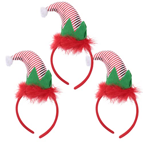 Lurrose 3 Stücke Elfenmütze Mini Weihnachtsmütze Weihnachten Hut Haarreif Kopfschmuck Stirnband Santa Partyhüte Elfen Mütze für Erwachsene Kostüm Zubehör von Lurrose