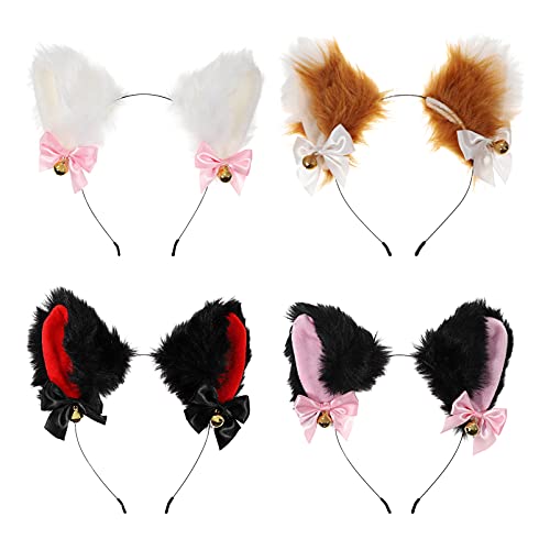 Lurrose 4 Pcs Katze Fuchs Faux Pelz Ohren Stirnband Tier Steckerohr- Expander Haarband mit Glocke Partei Cosplay Haar Zubehör für Frauen Mädchen Lurrose 4 Pcs Katze Fuchs Faux Pelz Ohren Stirnband Tier Steckerohr- Expander Haarband mit Glocke Partei Cosplay Haar Zubehör für Frauen Mädchen von Lurrose