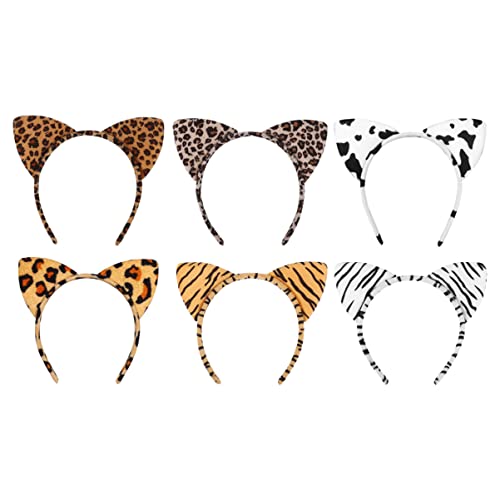 Lurrose 6 Pcs Cat Ear Headbands Charming Leopard Grain Hair Hoop Hair Accessory Headwear for Costume Party Dancing Party Festivals von Lurrose