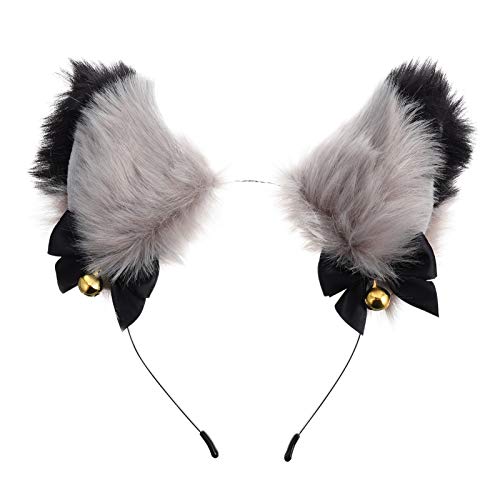 Lurrose Cat Ears Stirnband, Cat Fox Kunstpelz Ohren Stirnband Plüsch Fox Ears Stirnband mit goldenen Glocken Anime Cosplay Haarschmuck für Partykostüm Lurrose Cat Ears Stirnband, Cat Fox Kunstpelz Ohren Stirnband Plüsch Fox Ears Stirnband mit goldenen Glocken Anime Cosplay Haarschmuck für Partykostüm von Lurrose