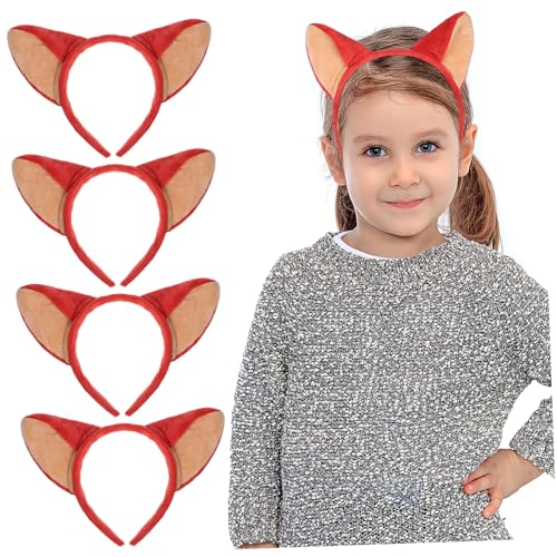 Lurrose Halloween-Haarbänder, 4 Stück, Fuchsohren, Tierohren, Haarreifen, niedlicher Kopfreifen, kreatives Cartoon-Haar-Accessoire für Cosplay, Party, Festival von Lurrose