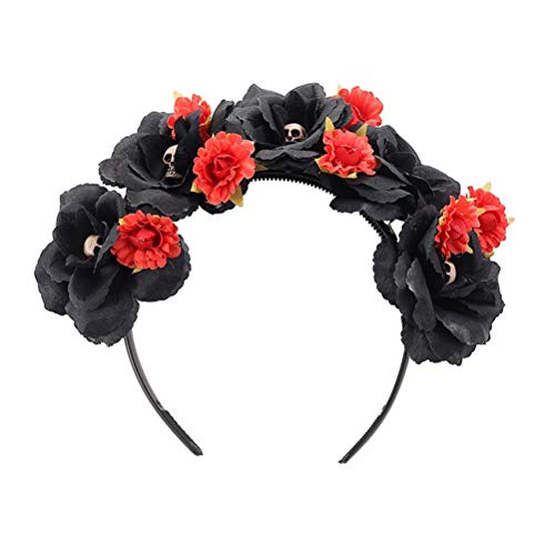 Lurrose Halloween-stirnband Halloween-blumenkrone Mexikanisches Blumenstirnband Mexikaner Tag Der Toten Stirnband Blühende Rose Blumig Festival- Polyester- Die Blumen Haarschmuck von Lurrose