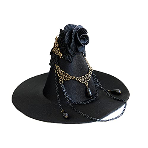 Lurrose Hexenhut Haarspange Mini Zylinder Haarnadel Gothic Rose Quaste Hut für von Lurrose