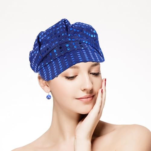 Lurrose Spiegel-Diskokugel-Tropfen-Ohrringe mit Hakenkette, coole Punk-Paillettenhüte für Damen, Tanzparty, Halloween, Kostümschmuck, Blau von Lurrose