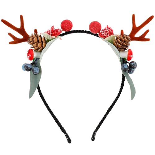 Lurrose Weihnachten Geweih Haarreifen Rentier Haarband Cosplay Haarschmuck Rentiergeweih Kopfschmuck Elchgeweih Deko für Erwachsene Kinder Foto Requisiten Reh Kostüm Zubeh?r 16. 8X3CM von Lurrose