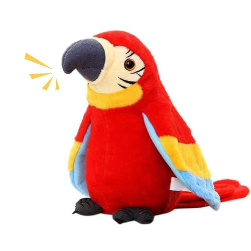 Lusacy Sprechender Plüsch Papagei,Nachsprechendes Papagei Vogel Plüschtier,Sprechender Papagei Spielzeug,Papagei Vogel Plüschtier mit Aufnahme Wiedergabefunktion(Rot) von Lusacy