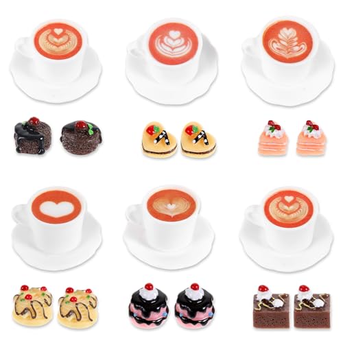 24 Stücke Miniatur Essen Kaffee Kuchen Mini Essen Puppenhaus Zubehör Miniverse Essen Mini Food Zubehör Miniatur Lebensmittel Kaffeetasse Dessert Zubehör von Lusofie
