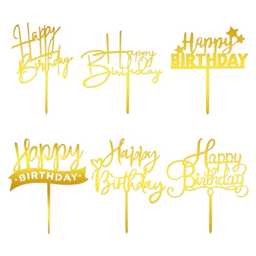 6 Stück Happy Birthday Cake Topper Tortendeko Gold Geburtstag Gold Acryl Kuchen Deko für Frauen und Männer Geburtstag Jahrestag Andenken Valentinstag 6 Stück Happy Birthday Cake Topper Tortendeko Gold Geburtstag Gold Acryl Kuchen Deko für Frauen und Männer Geburtstag Jahrestag Andenken Valentinstag von Lusofie