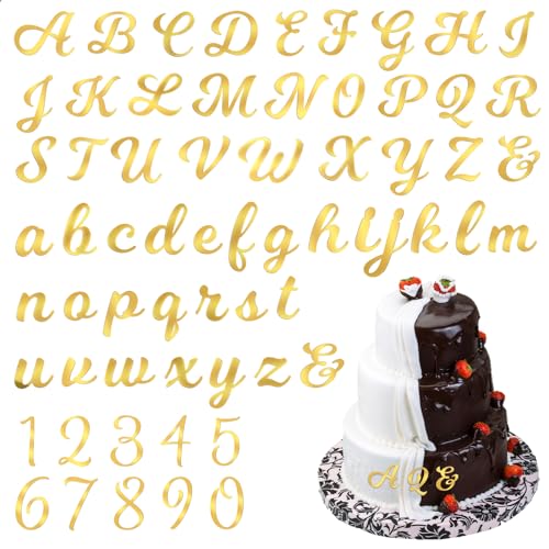 64 Stück Buchstaben Zahlen Tortendeko Gold Acryl Kuchen Deko Zahlen 0–9 und Alphabet A–Z Kuchendekoration Torte Individuelle Anpassung Glitzernde Geburtstagskuchendekoration von Lusofie
