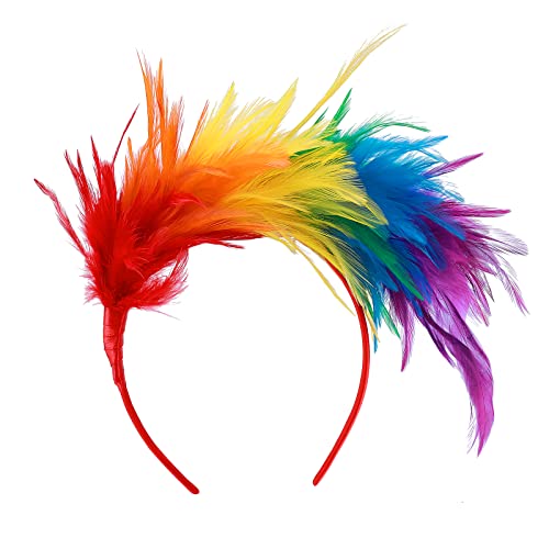 Fascinator Kopfschmuck Feder Haarschmuck 1920er Federstirnband Rainbow Charming Lady Parrot Halloween Kostüm Federkopfbedeckung für Tea Party Accessoires Hochzeit Mädchen Haarschmuck Haarreifen Damen Fascinator Kopfschmuck Feder Haarschmuck 1920er Federstirnband Rainbow Charming Lady Parrot Halloween Kostüm Federkopfbedeckung für Tea Party Accessoires Hochzeit Mädchen Haarschmuck Haarreifen Damen von Lusofie