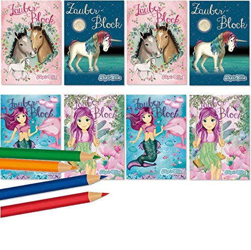 Lutz Mauder 8 x Zauberblöckchen * MÄDCHEN * in DIN A8 Plus Buntstifte im Set | Zauberblock Mitgebsel für Kindergeburtstag | Pferde Einhorn Delfin Fee Elfe Lutz Mauder 8 x Zauberblöckchen * MÄDCHEN * in DIN A8 Plus Buntstifte im Set | Zauberblock Mitgebsel für Kindergeburtstag | Pferde Einhorn Delfin Fee Elfe von Lutz Mauder