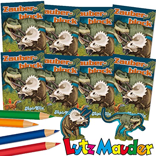 Lutz Mauder 8 x Zauberblöckchen * T-REX & Dinosaurier * in DIN A8 Plus Buntstifte im Set | Zauberblock Mitgebsel für Kindergeburtstag | Dino Saurier Urzeit Lutz Mauder 8 x Zauberblöckchen * T-REX & Dinosaurier * in DIN A8 Plus Buntstifte im Set | Zauberblock Mitgebsel für Kindergeburtstag | Dino Saurier Urzeit von Lutz Mauder