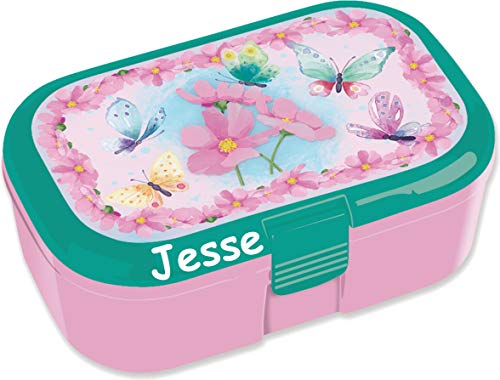 Lutz Mauder Lunchbox * Colourful Butterfly Plus Wunschname * für Kinder | Brotdose mit Namensdruck | Vesperdose Schule Kindergarten Schmetterlinge von Lutz Mauder
