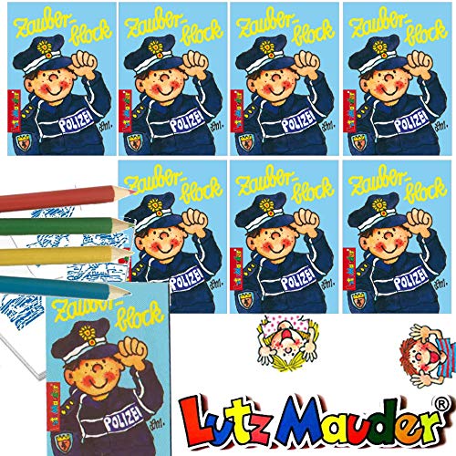 Lutz Mauder 8 x Zauberblöckchen * Polizei * in DIN A8 Plus Buntstifte im Set | Zauberblock Mitgebsel für Kindergeburtstag | Polizist und Polizeiauto Lutz Mauder 8 x Zauberblöckchen * Polizei * in DIN A8 Plus Buntstifte im Set | Zauberblock Mitgebsel für Kindergeburtstag | Polizist und Polizeiauto von Lutz Mauder