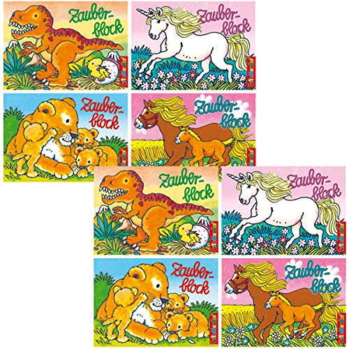 4X Zauberblöckchen * Einhorn + Dino + Löwen + Pferde * in DIN A7 als Mitgebsel für Kindergeburtstag von Lutz Mauder - 18585 - Party Zauberblock Malbuch Tiere Malen Ausmalen 4X Zauberblöckchen * Einhorn + Dino + Löwen + Pferde * in DIN A7 als Mitgebsel für Kindergeburtstag von Lutz Mauder - 18585 - Party Zauberblock Malbuch Tiere Malen Ausmalen von Lutz Mauder
