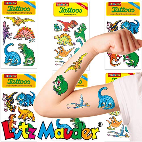 6-teiliges Tattoo-Set * Dinos * vom Mauder-Verlag | Kinder Kindertattoo Kindergeburtstag Geburtstag Mitgebsel Geschenk Tiere Dinosaurier T-Rex von Lutz Mauder