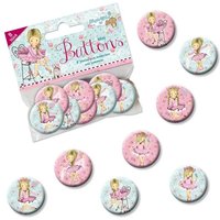 Ballerina Mini Buttons mit kleiner Balletttänzerin, 2,5 cm, 8er Pack von Lutz Mauder