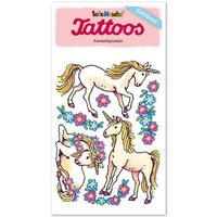 Einhorn-Tattoos mit Blumen für tolle Klebetattoos, 1 Karte 10,5×5,6cm von Lutz Mauder