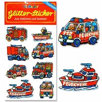 Glitzersticker Feuerwehr, 1 Karte, 8 tolle Feuerwehren, 10,5x5,6cm Glitzersticker Feuerwehr, 1 Karte, 8 tolle Feuerwehren, 10,5x5,6cm von Lutz Mauder