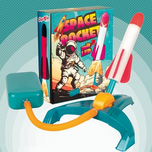 Luftdruck-Rakete * SPACE ROCKET * als Spielzeug und Geschenk für Kinder | mit 3 Schaum-Raketen und LED, in Geschenkverpackung | Hersteller aus Deutschland | Weltraum Weltrall All Kindergeburtstag von Lutz Mauder