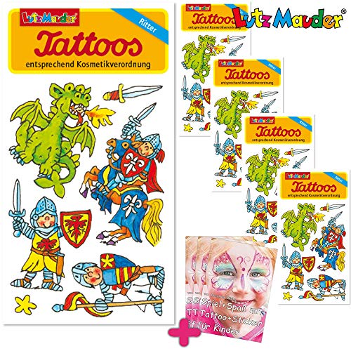 Lutz Mauder 6-teiliges Tattoo-Set * Ritter Kinder Kindertattoo Kindergeburtstag Geburtstag Mitgebsel Geschenk Ritter Schwert Mittelalter Burg von Lutz Mauder