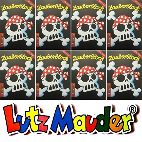 Lutz Mauder 8 ZAUBERBLÖCKCHEN * Jolly Roger * im Set mit je 24 Seiten in DIN A8 Mitgebsel Kindergeburtstag Malbuch Pirat Schwarze Flagge Totenkopf von Lutz Mauder