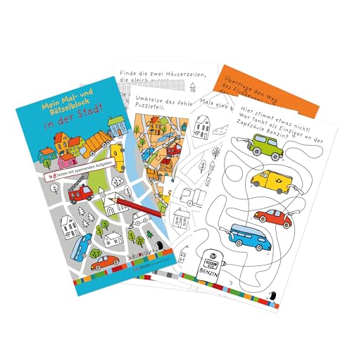 Lutz Mauder Rätselblock 2er-Set – Im Straßenverkehr & In der Stadt (je 48 Seiten) – Fördert Konzentration, Motorik & Verkehrsverständnis Kinder – SUKU Design von Lutz Mauder