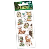 Waldtiere Glitzertattoos, 1 Karte mit 9 temporären Tattoos von Lutz Mauder