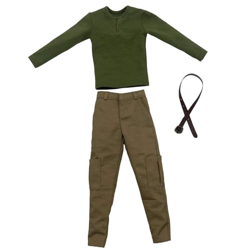 Luwecf 1/6 -Skala Langarm -Hemd mit Hosenpullover -Hemd mit Gürtel Langarm -Oberteil für 12 Zoll von Luwecf