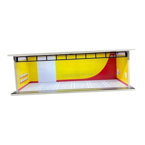 Luwecf 1/64 Diecast Fahrzeug Vitrine mit LED Und Parkplatz für Spielzeugautos, Gelb von Luwecf