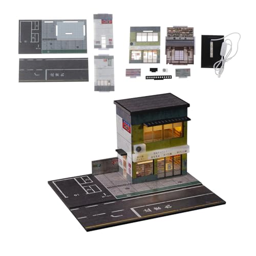 Luwecf 1/64 Diorama Zweistöckiger Laden mit Parkplatz Shop Ornament Mini Automobil Modell von Luwecf