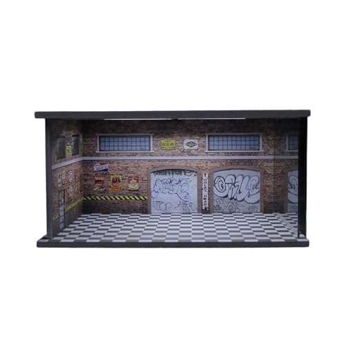 Luwecf 1/64 Modellauto Vitrine für mit LED Und Miniatur Szene, Style B von Luwecf