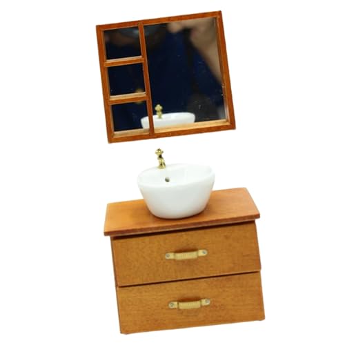 Luwecf 1:12 Miniatur Waschbecken Schrank für Puppenhaus, Badezimmer Zubehör und Spielzeug, braun Luwecf 1:12 Miniatur Waschbecken Schrank für Puppenhaus, Badezimmer Zubehör und Spielzeug, braun von Luwecf