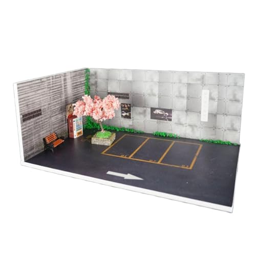 Luwecf 1:64 Skalierter Auto Model Diorama Parking Szenen Fahrzeugszene Spielzeug Mini Alloy Car Model Garage für Actionfiguren Zubehör, Keine Staubbedeckung von Luwecf