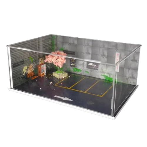 Luwecf 1:64 Skalierter Auto Model Diorama Parking Szenen Fahrzeugszene Spielzeug Mini Alloy Car Model Garage für Actionfiguren Zubehör, mit Staubbedeckung von Luwecf